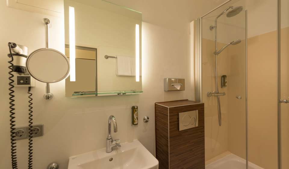 Badezimmer im Heikotel am Stadtpark